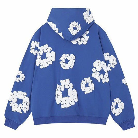 Cotton Wreath Hoodie Blue