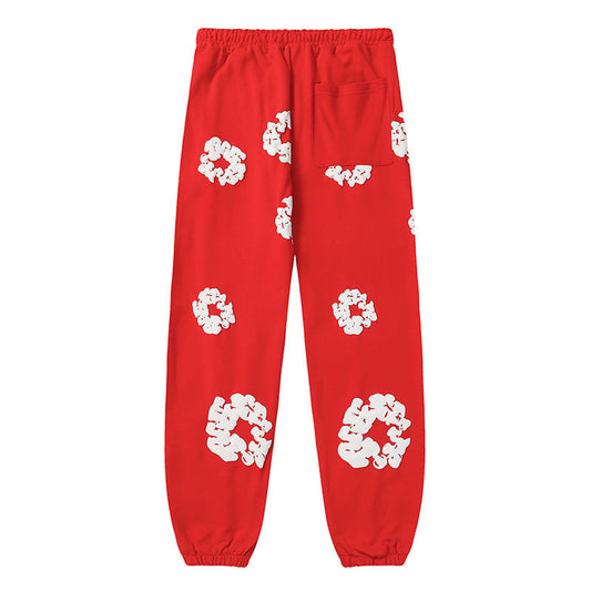 Cotton Wreath Sweatpants Red