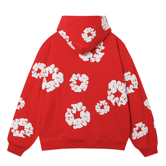 Cotton Wreath Hoodie Red