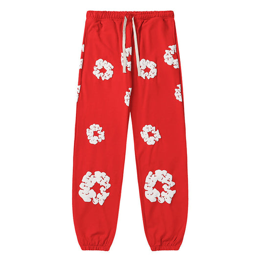 Cotton Wreath Sweatpants Red