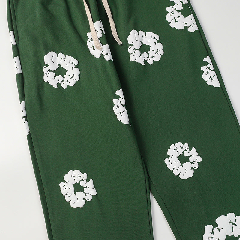 Cotton Wreath Sweatpants Green