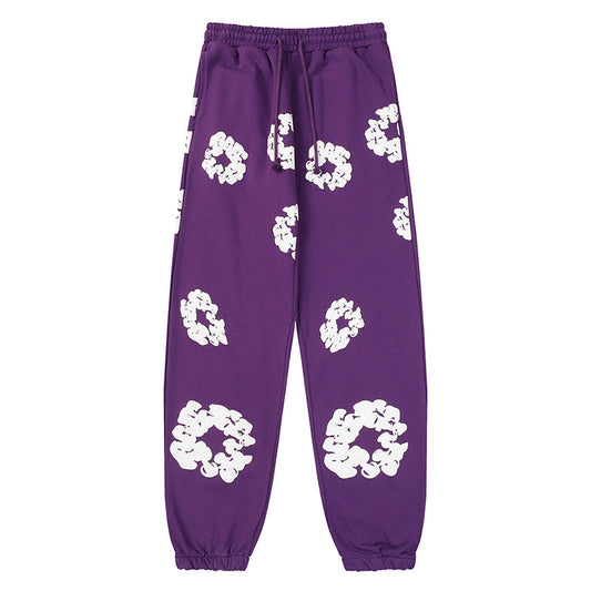 Cotton Wreath Sweatpants Purple