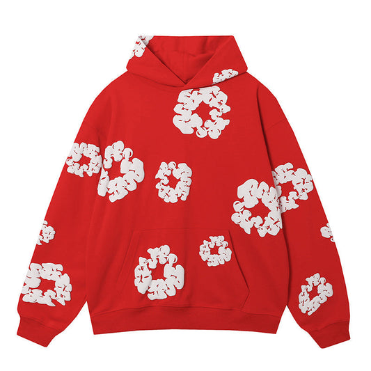 Cotton Wreath Hoodie Red