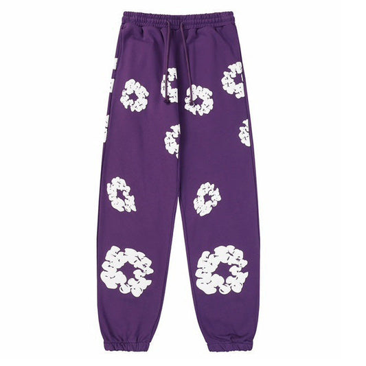 Cotton Wreath Sweatpants Purple