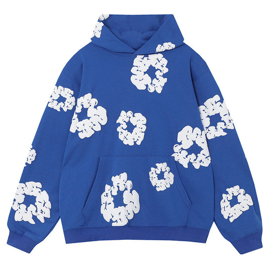 Cotton Wreath Hoodie Blue