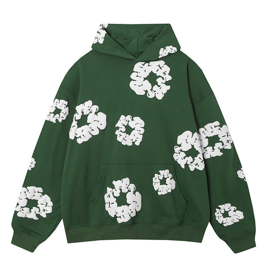 Cotton Wreath Hoodie Green